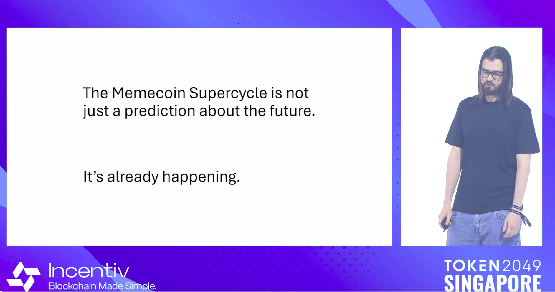 Murad discussing the memecoin supercycle at TOKEN2049; Source: TOKEN2049 YouTube